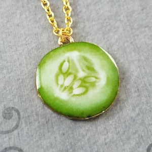 Pickle Necklace Pickle Jewelry Pickle Slice Charm Necklace Pendant Necklace Cucumber Necklace Vegetable Necklace Vegetable Jewelry Summer