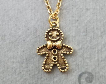 Gingerbread Man Necklace Gingerbread Necklace Christmas Necklace Christmas Jewelry Stocking Stuffer Charm Necklace Pendant Necklace Gift