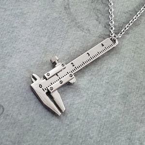 Vernier Caliper Necklace LARGE Caliper Charm Necklace Caliper Jewelry Ruler Neclace Ruler Jewelry Caliper Pendant Necklace Science Gift