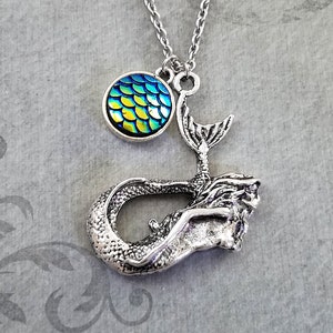 Mermaid Necklace Mermaid Charm Necklace Mermaid Pendant Necklace Fantasy Jewelry Mermaid Jewelry Sea Siren Necklace Mermaid Scales Necklace