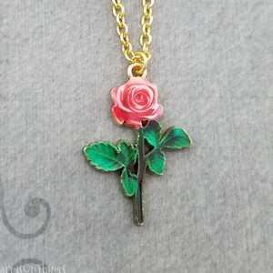 Rose Necklace SMALL Rose Charm Necklace Rose Pendant Necklace Bridesmaid Necklace Flower Girl Girlfriend Necklace Valentine&#39;s Day Jewelry