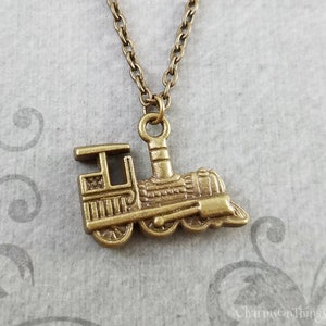 Train Necklace SMALL Train Charm Necklace Train Jewelry Travel Necklace Travel Gift Travel Jewelry Train Pendant Necklace Bronze Necklace