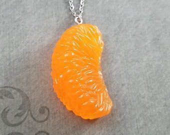 Orange Necklace Mandarin Orange Slice Necklace Clementine Necklace Orange Charm Necklace Orange Pendant Necklace Fruit Jewelry Orange Gift