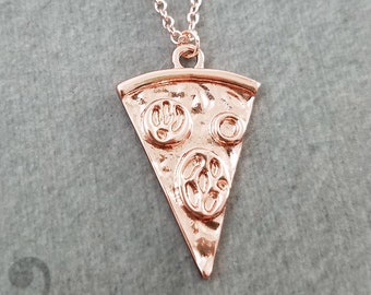 Pizza Necklace Slice of Pepperoni Pizza Jewelry Rose Gold Pizza Slice of Pizza Charm Necklace Pizza Pendant Necklace Pizza Gift Food Jewelry