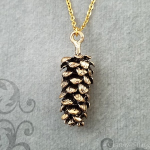 Pinecone Necklace Pine Cone Necklace Pinecone Jewelry Pinecone Charm Necklace Pinecone Pendant Necklace Girlfriend Necklace Women&#39;s Jewelry