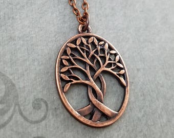 Willow Tree Necklace Copper Tree of Life Necklace Family Tree Charm Necklace Tree Pendant Necklace Mother's Day Jewelry Bridesmaid Necklace