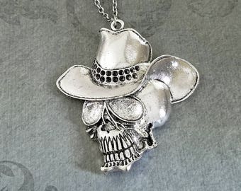 Collar de vaqueros grande cowboy cráneo collar cowboy joyería joyería cráneo esqueleto collar joyería joyería occidental collar colgante