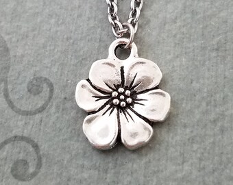 Flower Necklace SMALL Flower Charm Necklace Flower Jewelry Gardening Garden Jewelry Flower Girl Gift Bridesmaid Jewelry Pendant Necklace