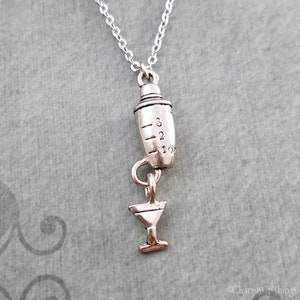 Cocktail Shaker Necklace Cocktail Necklace 21st Birthday Gift Bartender Jewelry Pendant Charm Necklace Alcohol Jewelry Martini Necklace