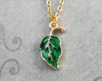 Leaf Necklace SMALL Green Leaf Charm Leaf Jewelry Leaf Pendant Necklace Autumn Jewelry Bridesmaid Necklace Women's Jewelry Teenage Daughter