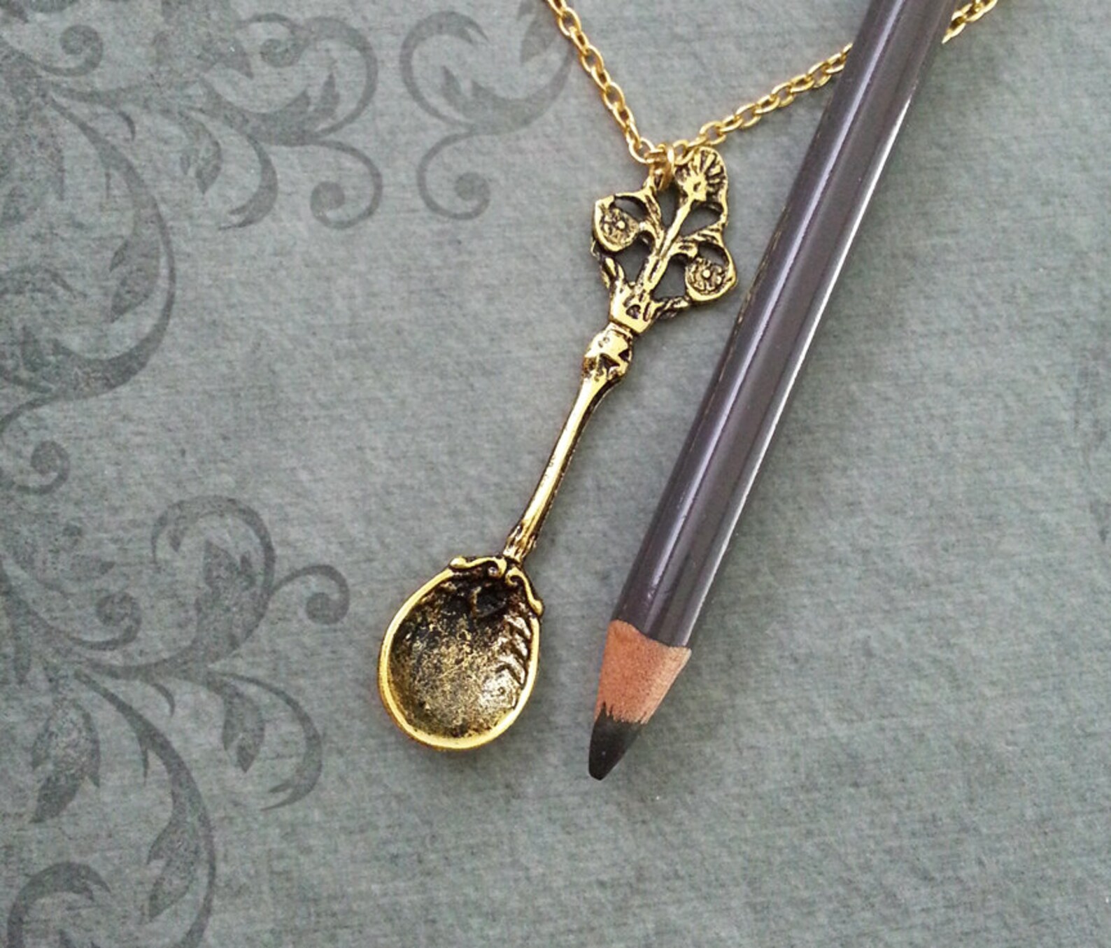 Vintage Spoon Necklace LARGE Victorian Spoon Jewelry Gold Etsy