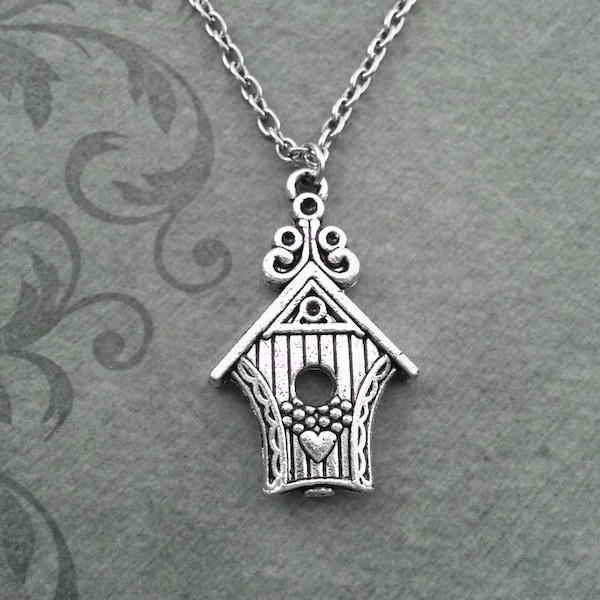 Birdhouse Necklace SMALL Birdhouse Jewelry Silver Bird House Necklace Bird Necklace Bird Jewelry Bird Gift New House Gift Bridesmaid Gift