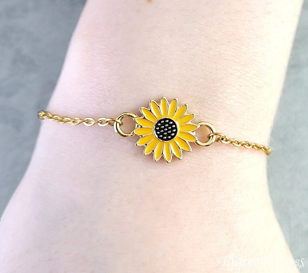 Sunflower Bracelet Yellow Sunflower Charm Bracelet Sunflower Jewelry