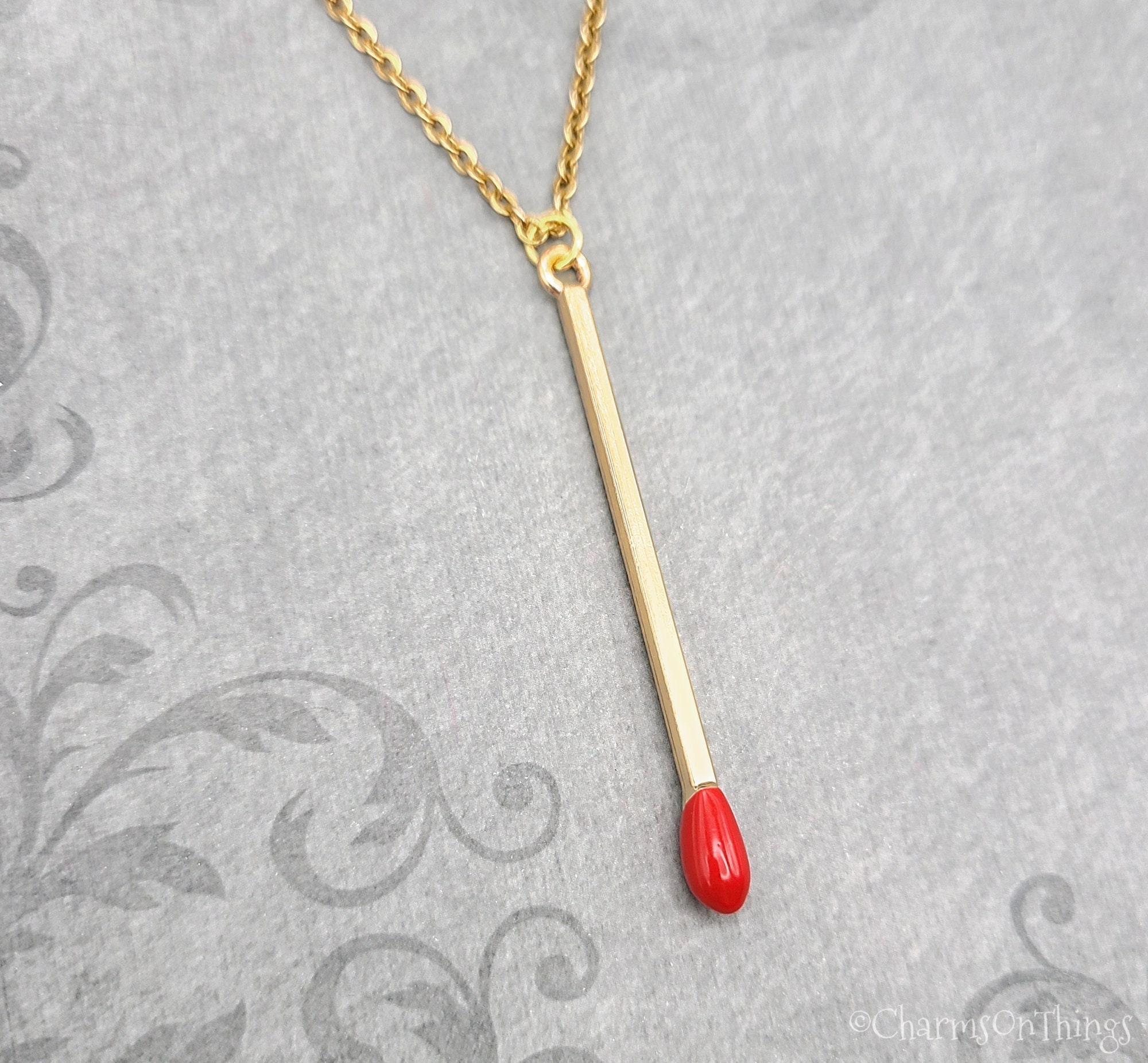 Match Necklace Matchstick Necklace Match Jewelry Fire Jewelry Match Stick Charm Necklace Match Pendant Necklace Gift for Her Women s Jewelry Etsy