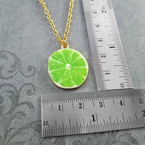 Lime Necklace Lime Jewelry Lime Slice Charm Necklace Green Lime Pendant ...