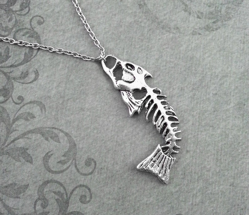 Fishbone Necklace Fish Bone Jewelry Fishing Necklace Fish Etsy UK