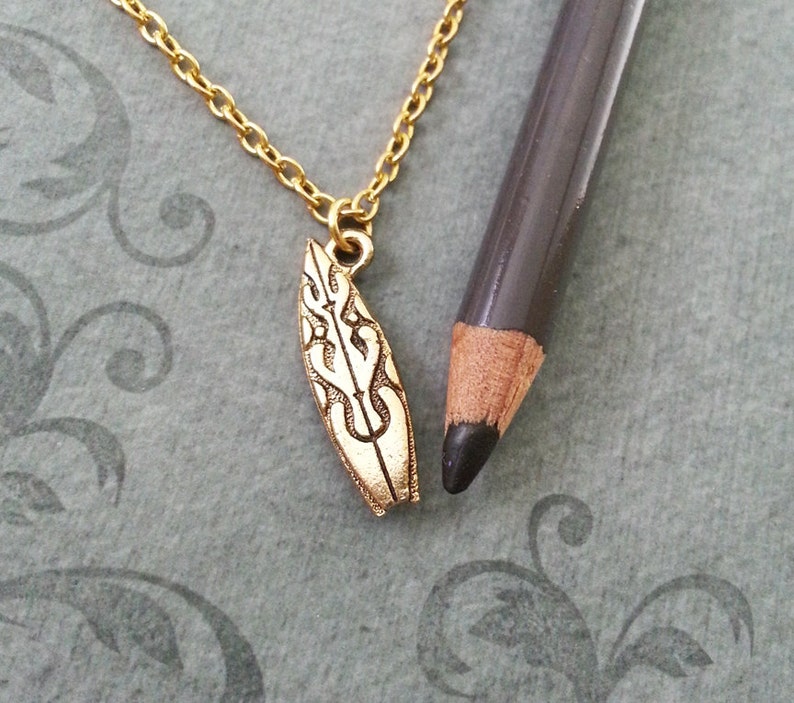 Surfboard Necklace SMALL Gold Surfboard Jewelry Surfing Etsy