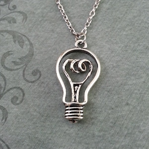 Lightbulb Necklace, Electricity Jewelry, Lightbulb Pendant, Inspirational Gift, Bright Idea Necklace, Lightbulb Charm Necklace Electric Gift