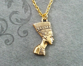 Nefertiti Necklace SMALL Queen Nefertiti Jewelry Egyptian Necklace Egyptian Jewelry Gold Nefertiti Pendant Necklace Nefertiti Charm Jewelry