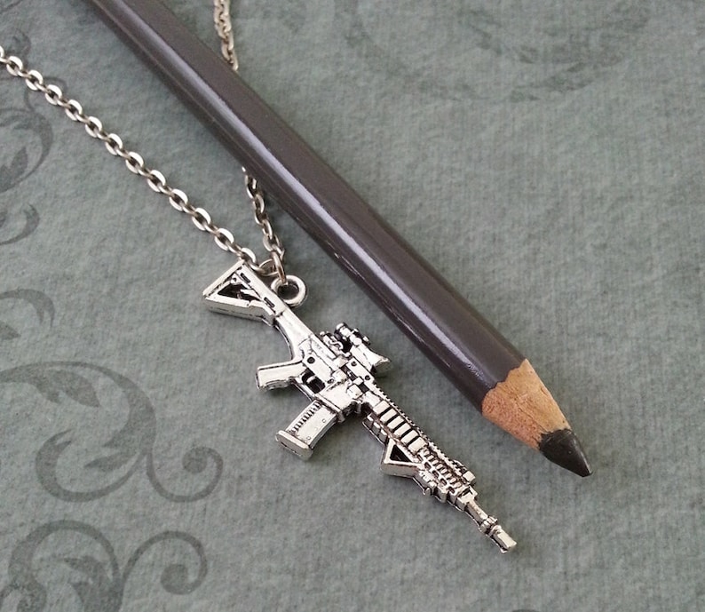 Rifle Necklace SMALL Gun Jewelry Machine Gun Pendant Etsy