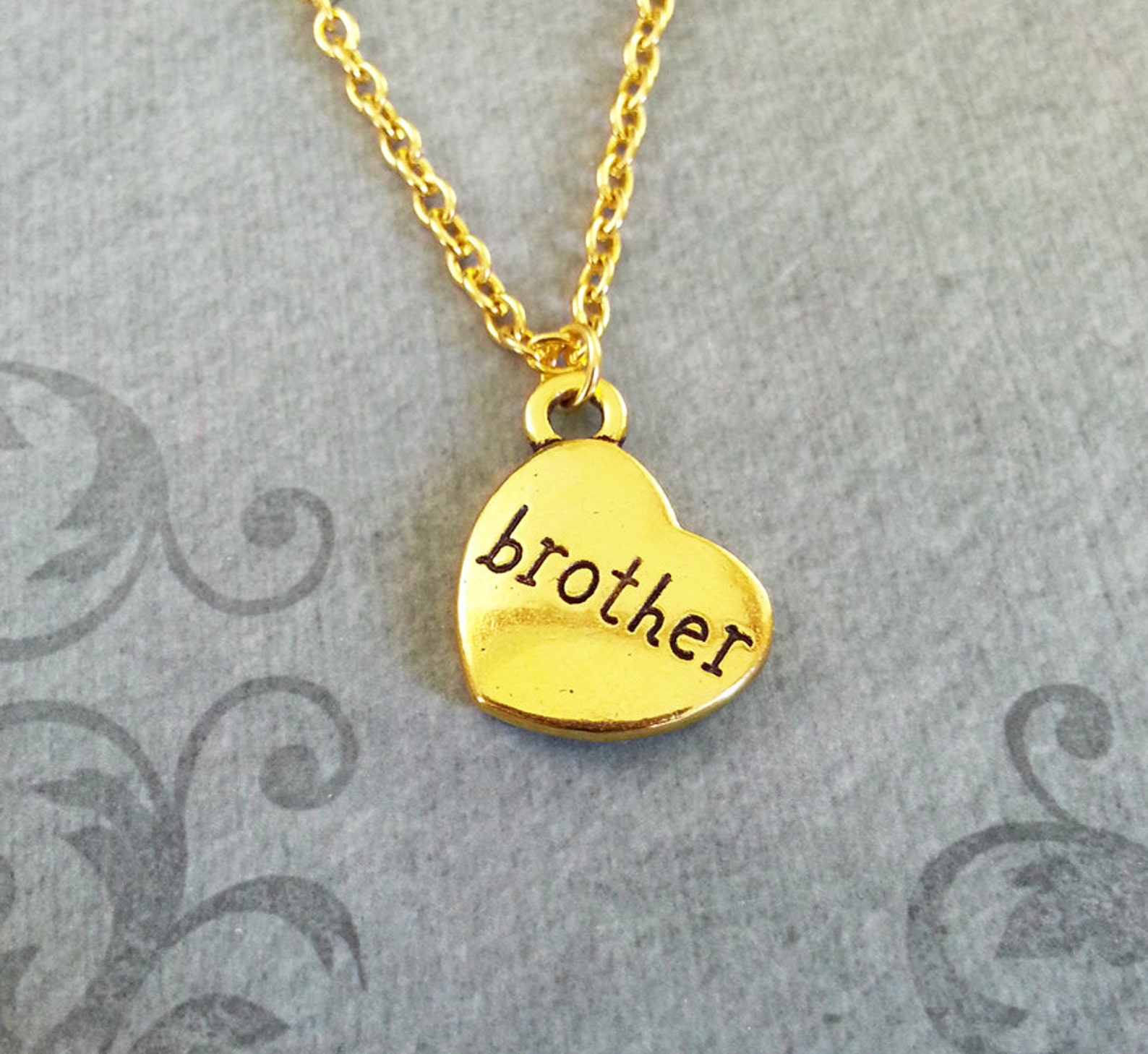 Brother Necklace SMALL Brother Jewelry Brother Heart Necklace Etsy