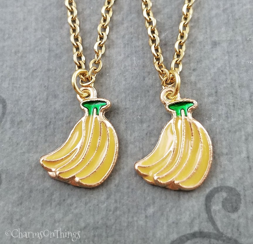 Bananas Necklace SET of 2 Bunch of Bananas Necklaces Banana Etsy
