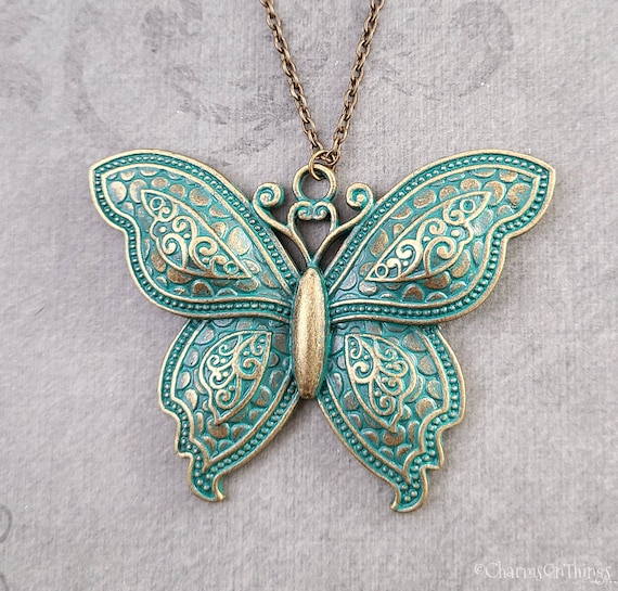 Large butterfly cheap pendant necklace