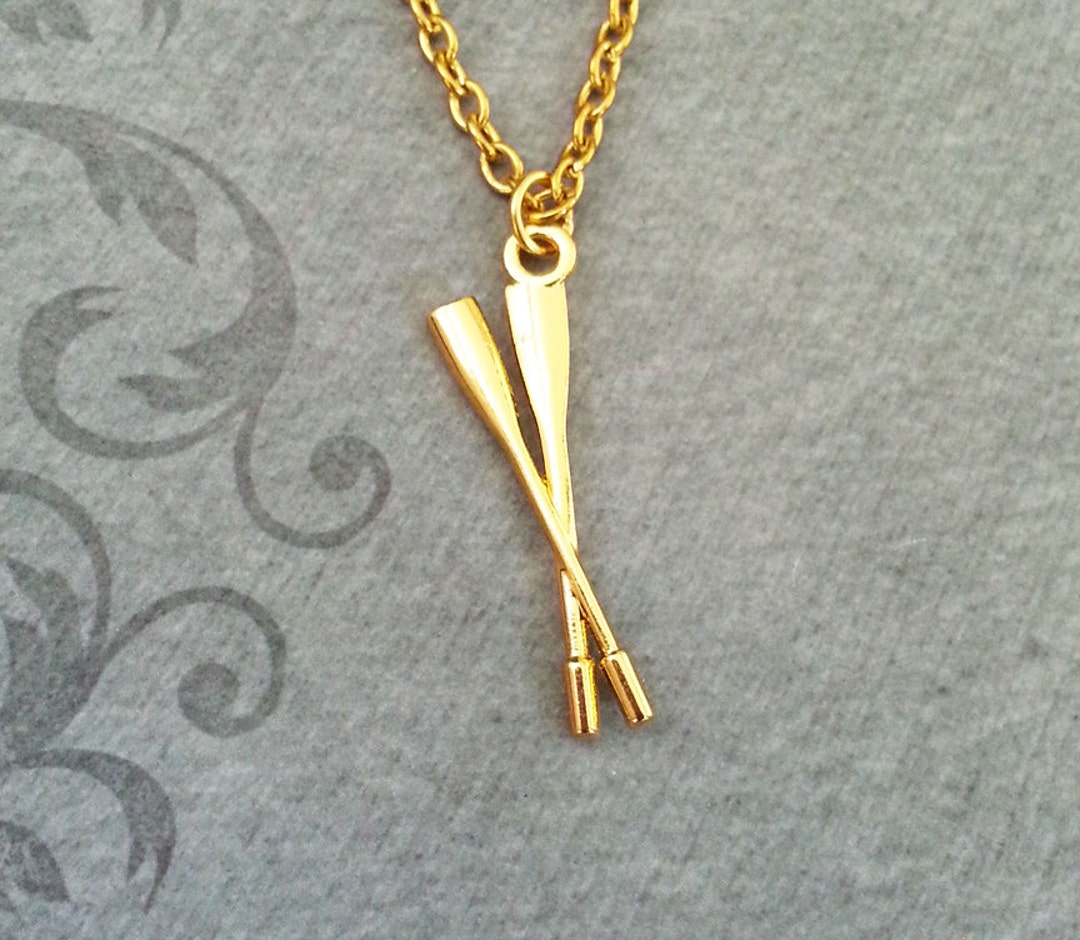 Oars Necklace SMALL Gold Oar Necklace Oar Jewelry Rowing Jewelry Rowing Gift Oar Charm Necklace
