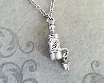 Vodka Necklace SMALL Vodka Jewelry Shot Glass Necklace Vodka Charm Necklace 21st Birthday Gift Bartender Necklace Alcohol Jewelry Party Girl