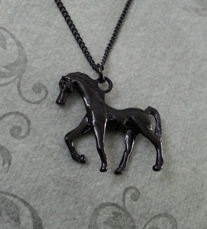Black Horse Necklace Dark Horse Gift Horse Jewelry Horse Etsy