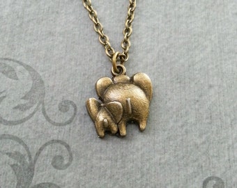 Mama and Baby Elephant Necklace Elephant Jewelry Mom Necklace Mother's Day Gift Mother's Day Jewelry Daughter Jewelry Bronze Elephant Butts