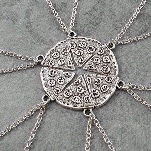 Pizza Necklace Pepperoni Pizza Jewelry Silver Pizza Charm Necklace Pizza Slice Necklace Set of 6 Pizza Set Necklace Pizza Gift Whole Pizza