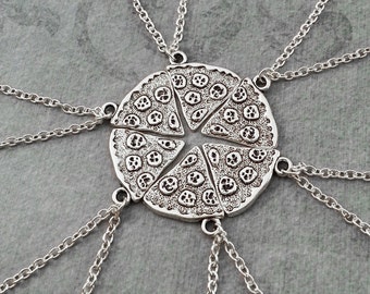 Pizza Necklace Pepperoni Pizza Jewelry Silver Pizza Charm Necklace Pizza Slice Necklace Set of 6 Pizza Set Necklace Pizza Gift Whole Pizza