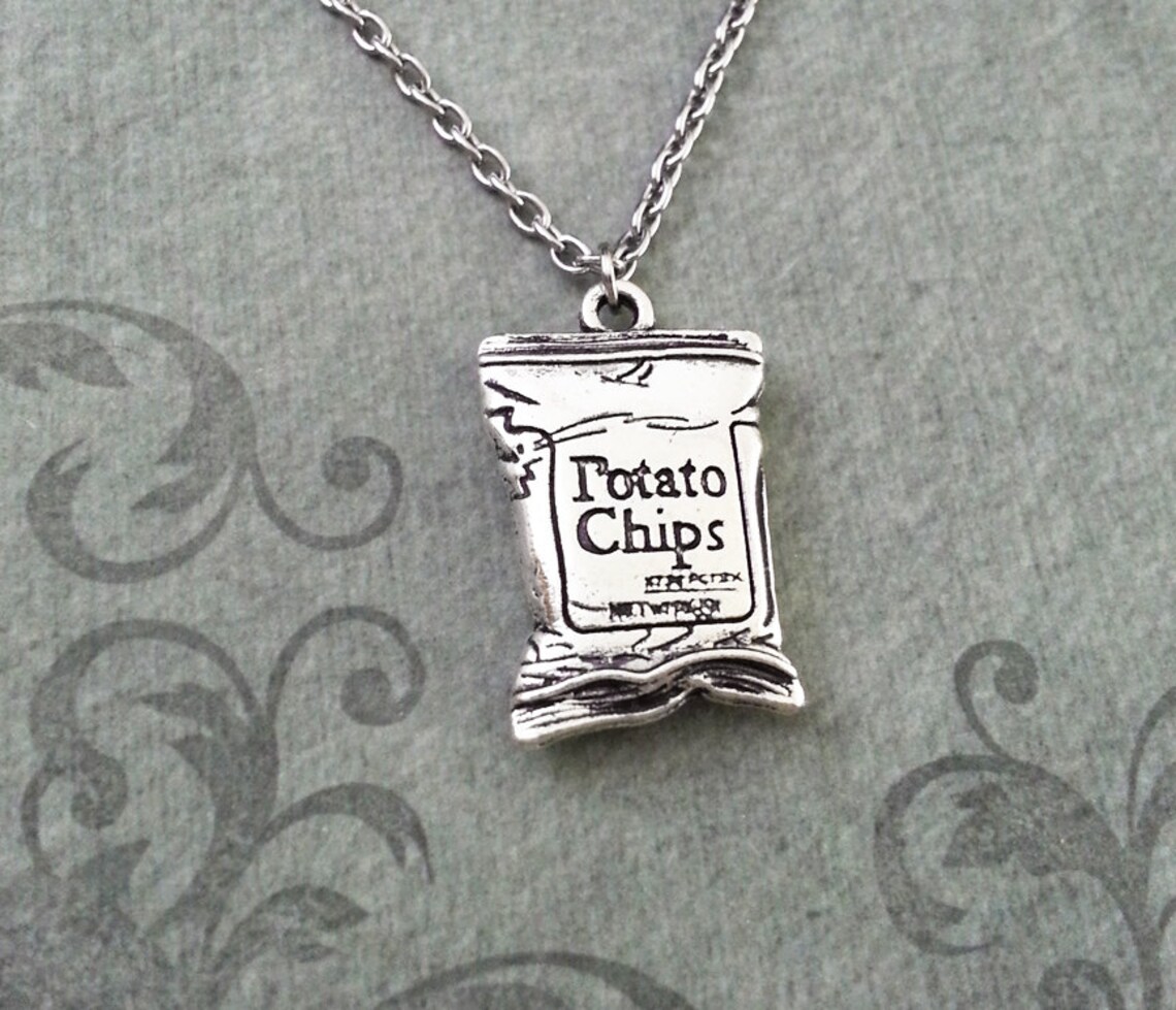 Potato Chips Necklace Potato Chips Jewelry Bag of Potato Chips Etsy