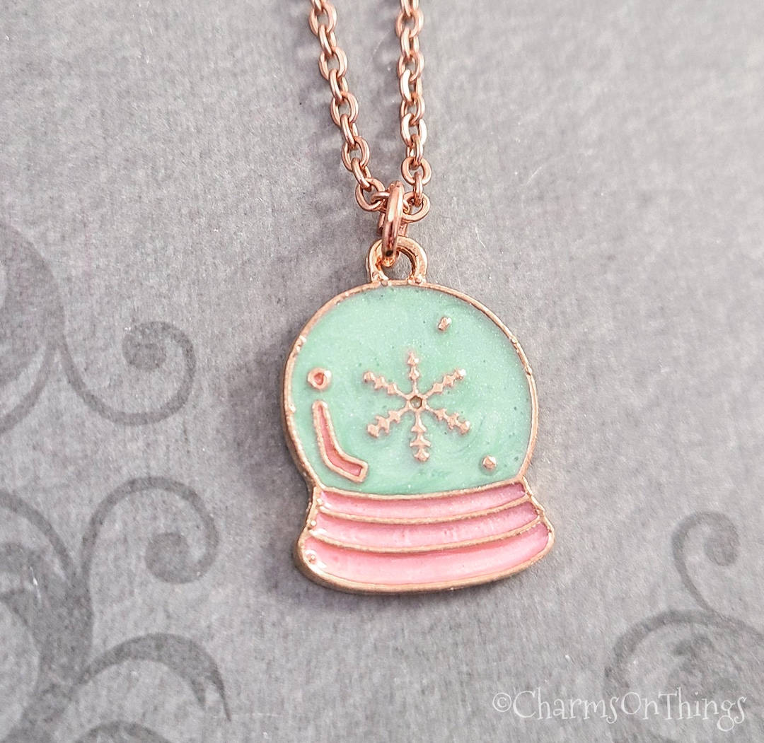 Snow Globe Necklace SMALL Snow Globe Charm Winter Necklace Winter