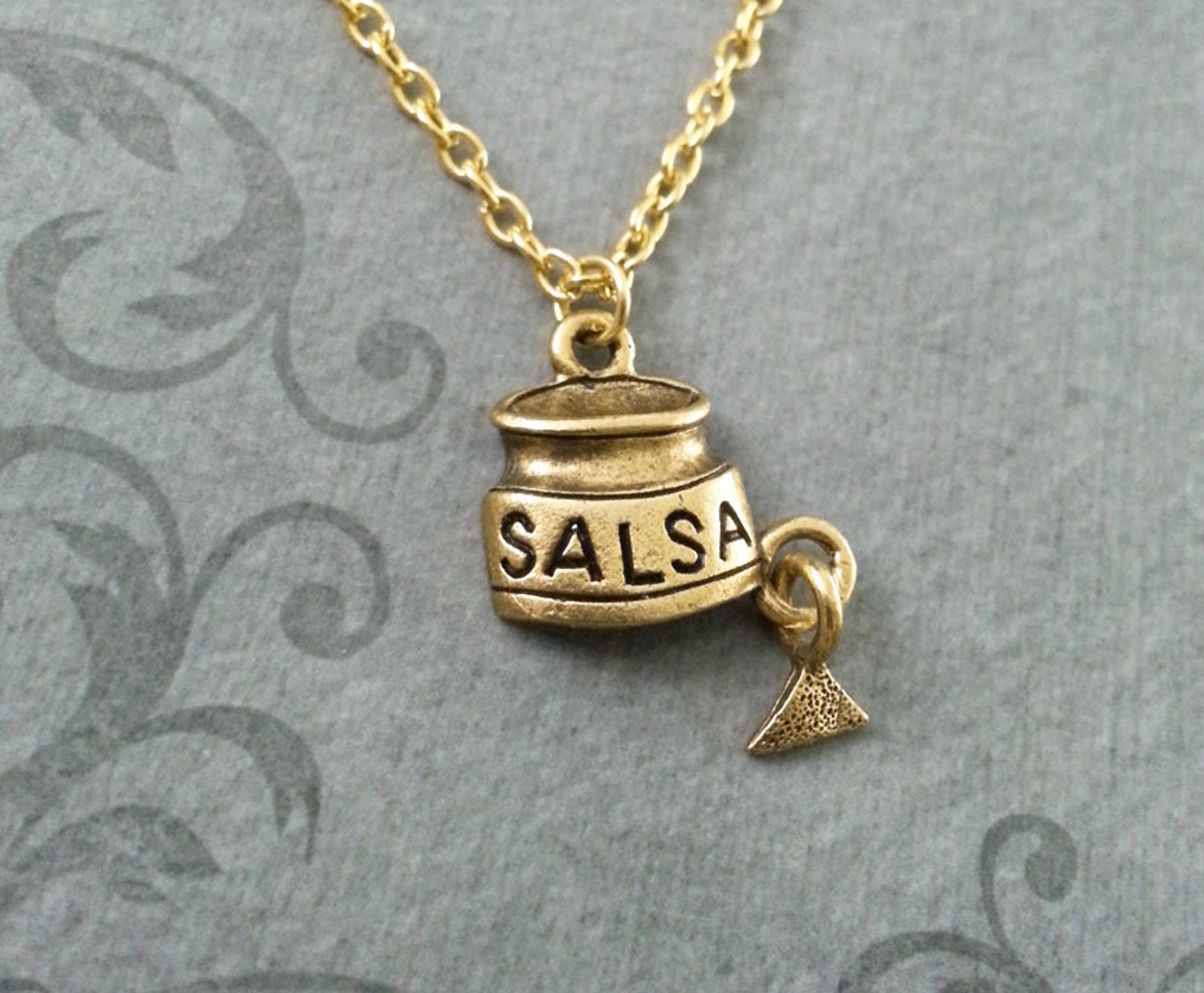 Salsa Necklace SMALL Tortilla Chip Necklace Pendant Necklace Etsy