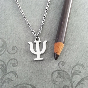 PSi Necklace SMALL Greek Letter Necklace Greek Alphabet Necklace College Jewelry Sorority Necklace Fraternity Jewelry Psi Symbol Necklace image 2