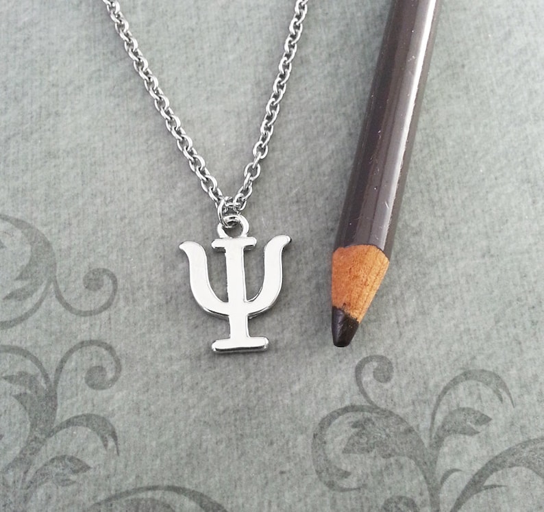 PSi Necklace SMALL Greek Letter Necklace Greek Alphabet Necklace College Jewelry Sorority Necklace Fraternity Jewelry Psi Symbol Necklace image 2
