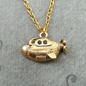 Submarine Necklace SMALL Submarine Jewelry Gold Submarine Charm Necklace Sub Pendant Necklace Steampunk Jewelry Steampunk Necklace Sub Gift