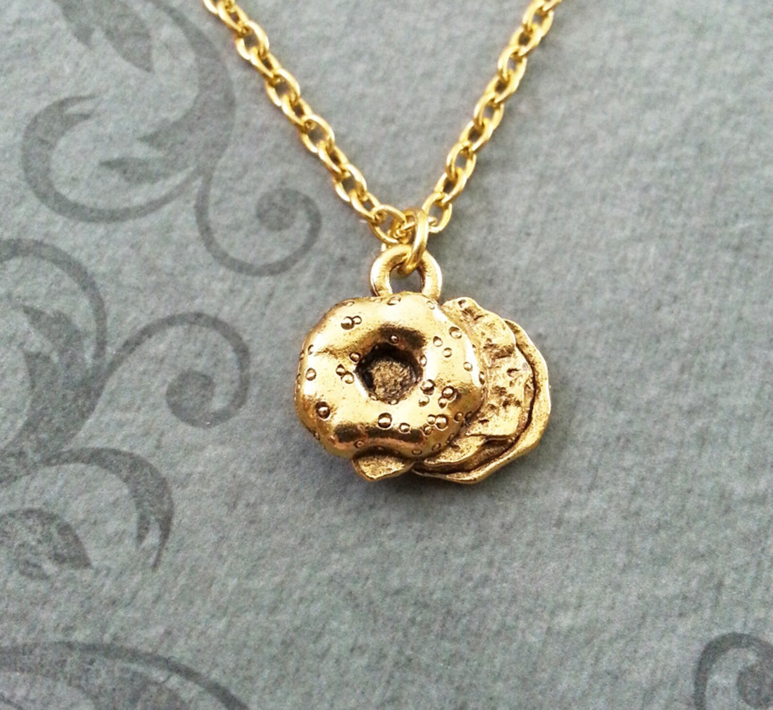 Bagel Necklace SMALL Bagel Jewelry Gold Bagel Charm Necklace Etsy