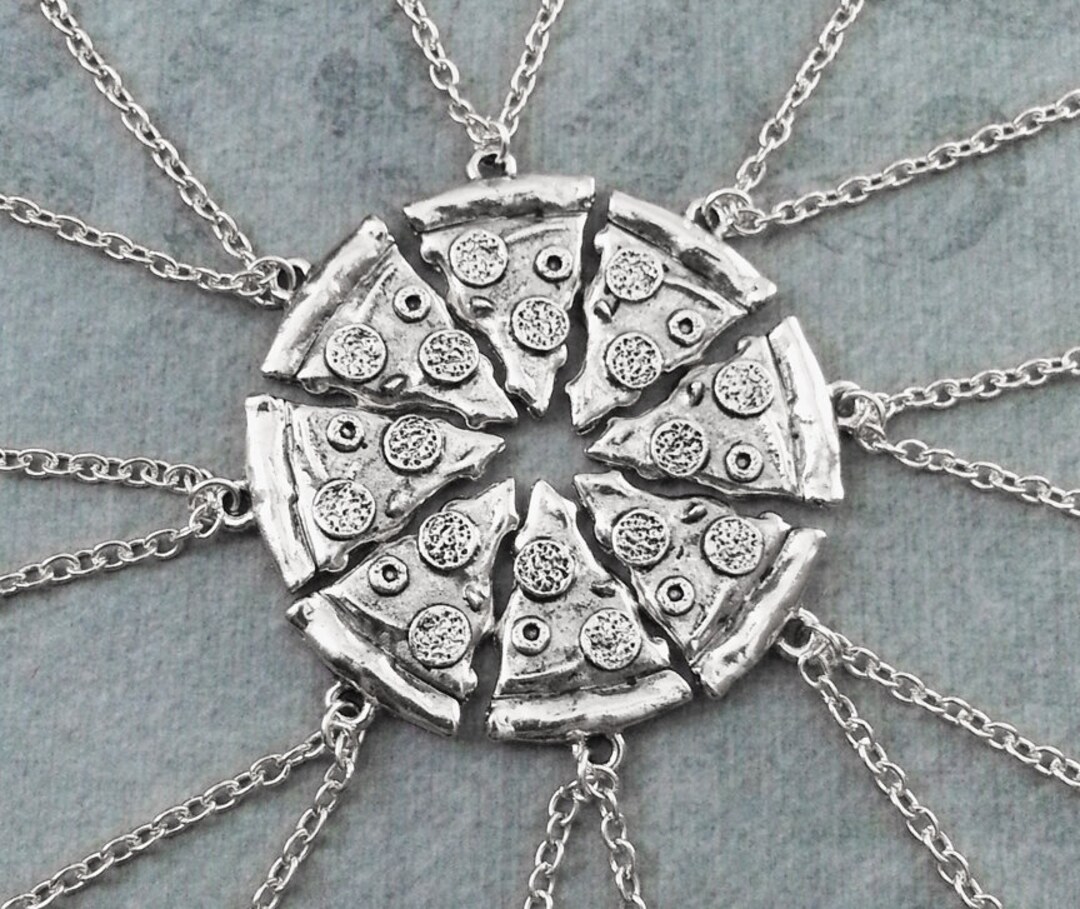 Pizza Friendship Necklaces Set of 8 Pepperoni Pizza Necklace Pizza