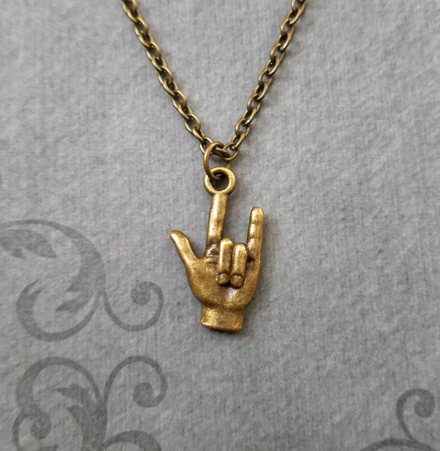 I Love You Necklace SMALL Sign Language Necklace I Love You - Etsy