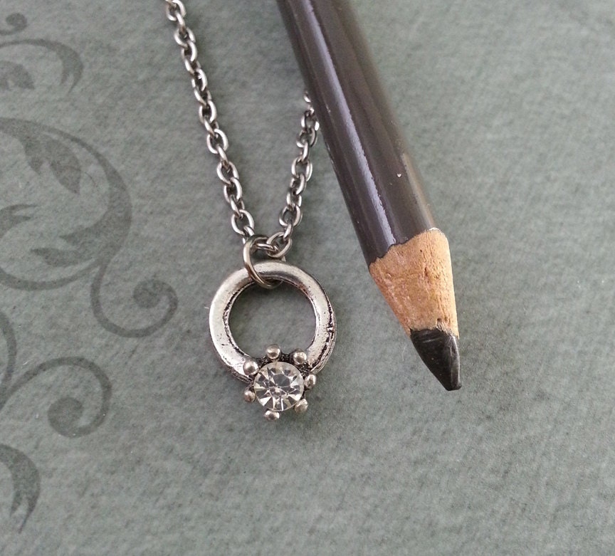 Engagement Ring Necklace SMALL Diamond Ring Pendant Necklace Etsy