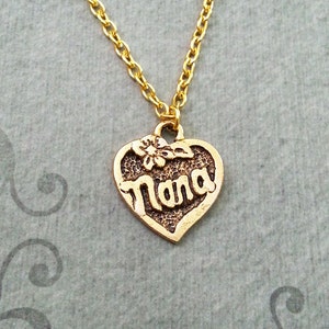 Nana Necklace SMALL Nana Heart Necklace Gold Nana Jewelry Grandma Necklace Grandma Jewelry Mother&#39;s Day Necklace Grandma Charm Necklace