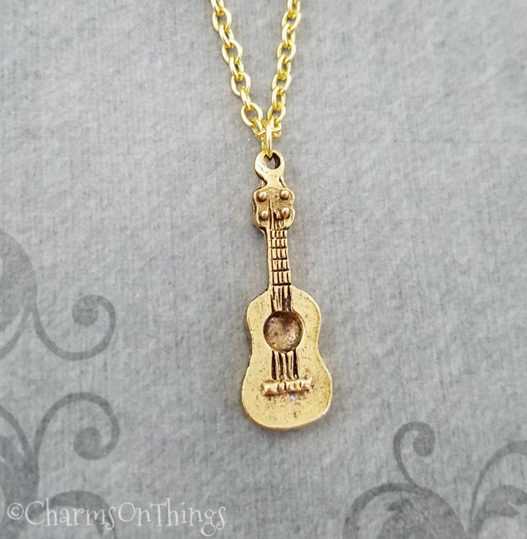 Guitar Necklace SMALL Guitar Charm Necklace Ukulele Necklace Acoustic