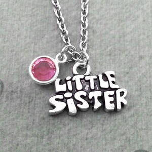 Little Sister Necklace SMALL Little Sister Jewelry Silver Little Sister Charm Necklace Sister Pendant Sisters Necklace Birthstone Necklace