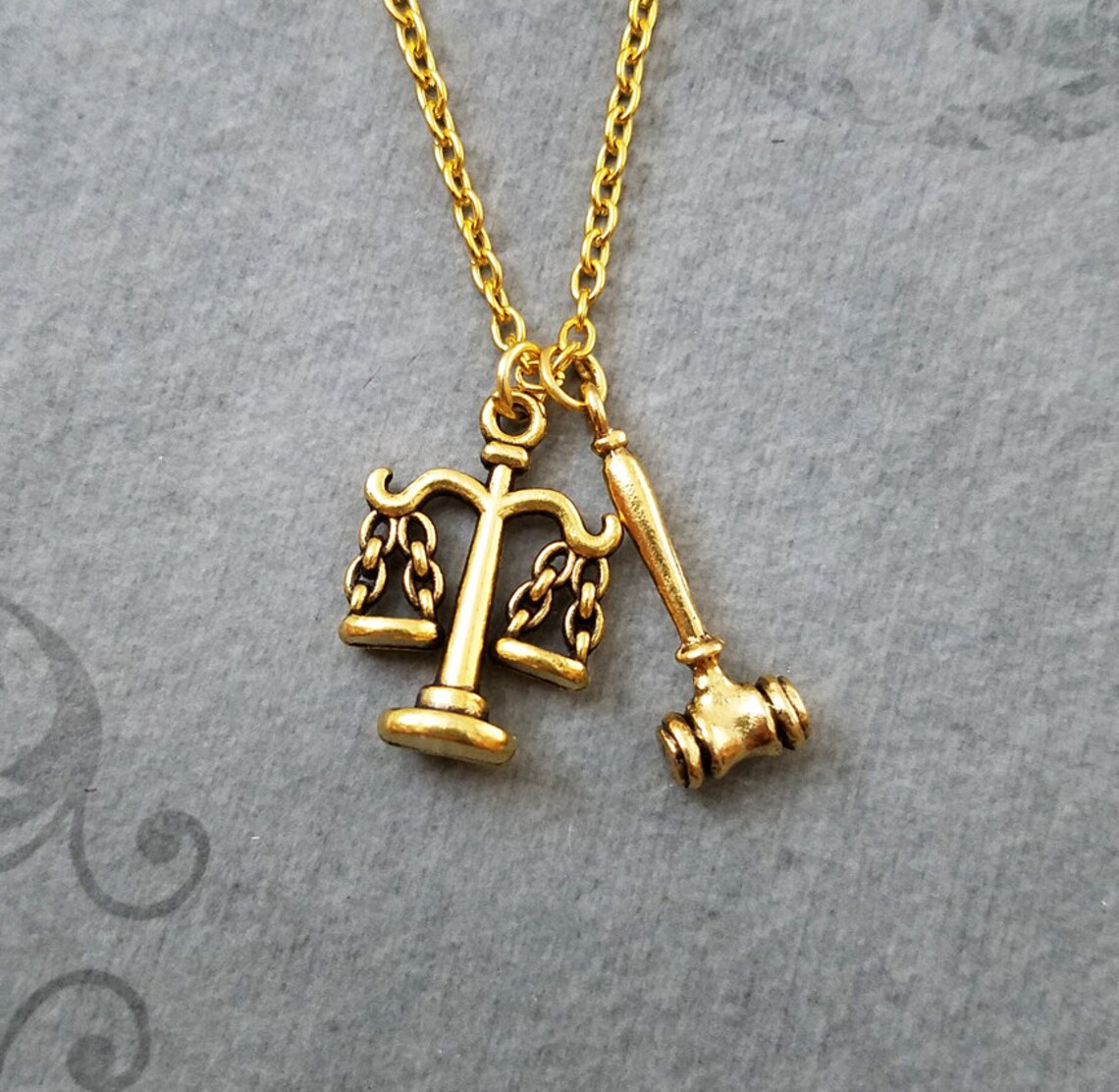 Scales Necklace SMALL Scales of Justice Necklace Scales Charm Necklace ...