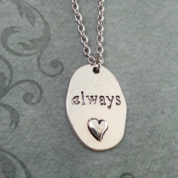 Always Necklace, Always Pendant Necklace, Anniversary Gift, Silver Necklace, Valentine's Day Jewelry, Always Charm Necklace, Girlfriend Gift