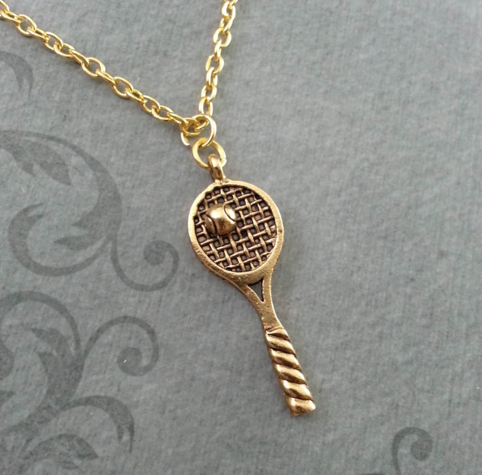 Tennis Racket Necklace Tennis Jewelry Gold Tennis Racket Etsy