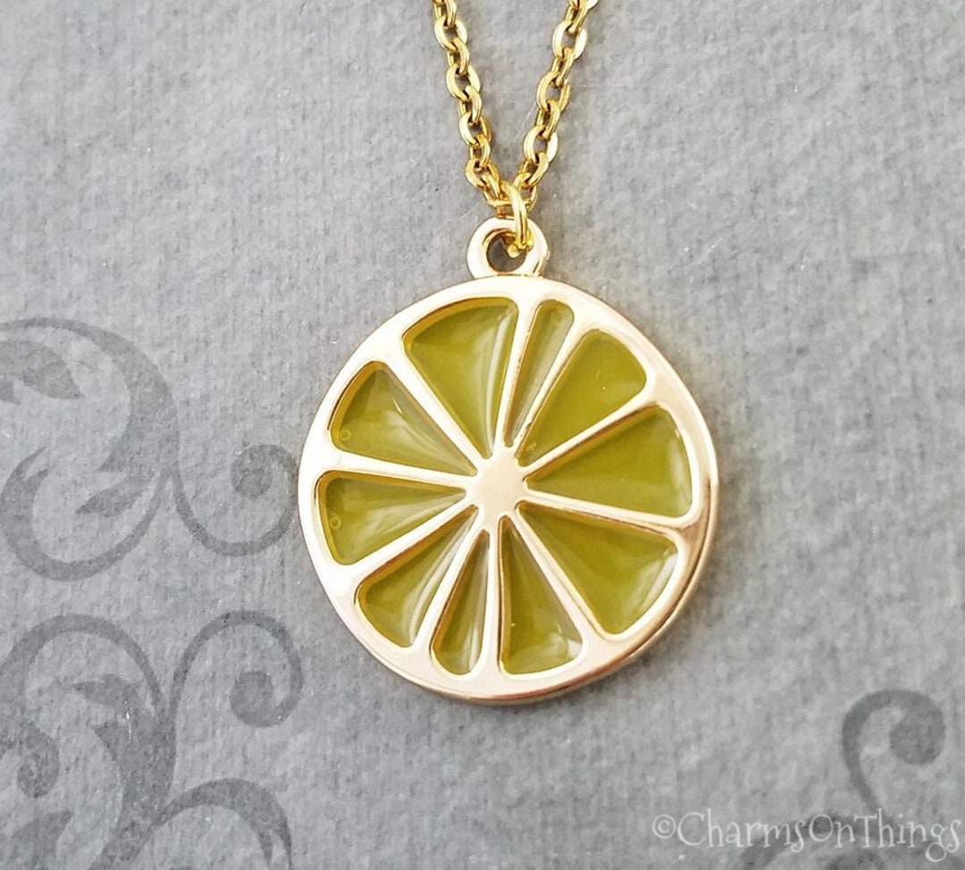 Lemon Necklace Lemon Jewelry Slice of Lemon Charm Necklace Lemon ...